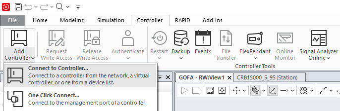 Connect to the robot controller.