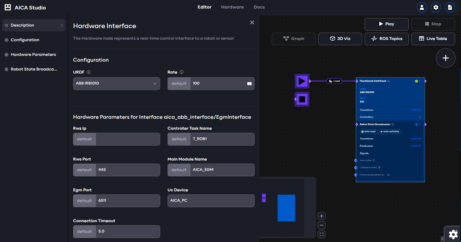 ABB Hardware interface parameters