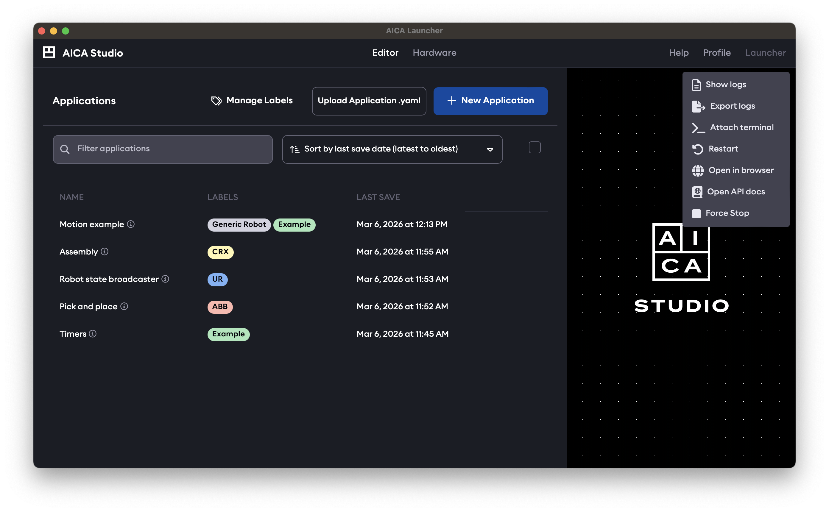 aica-studio-launcher-settings
