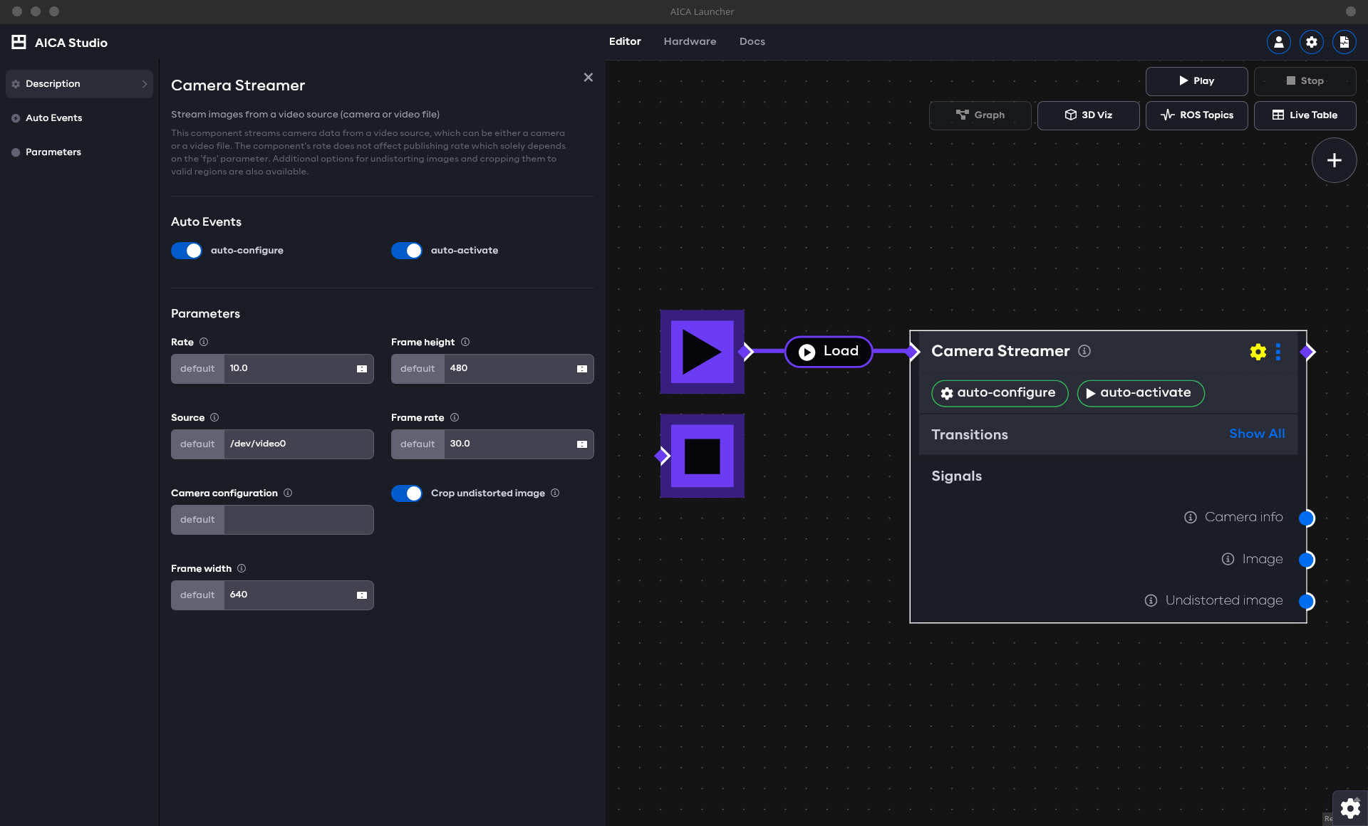 Default CameraStreamer configuration