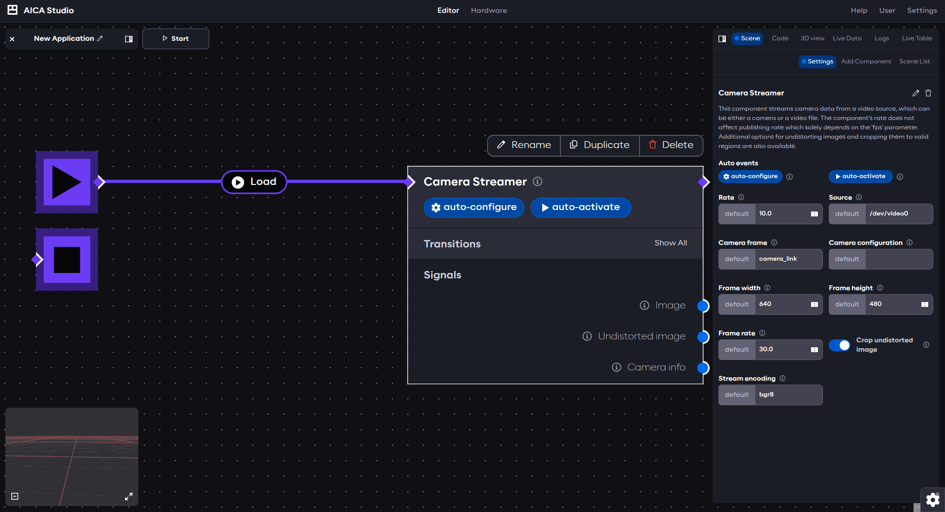 Default CameraStreamer configuration