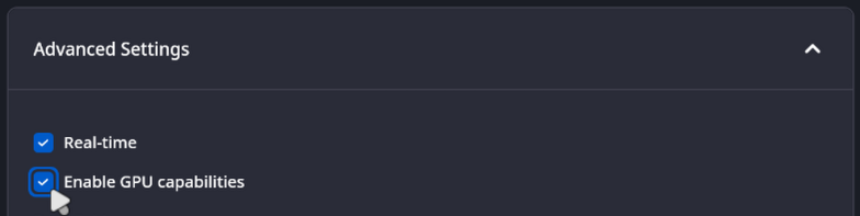 AICA Launcher configuration with GPU capabilities