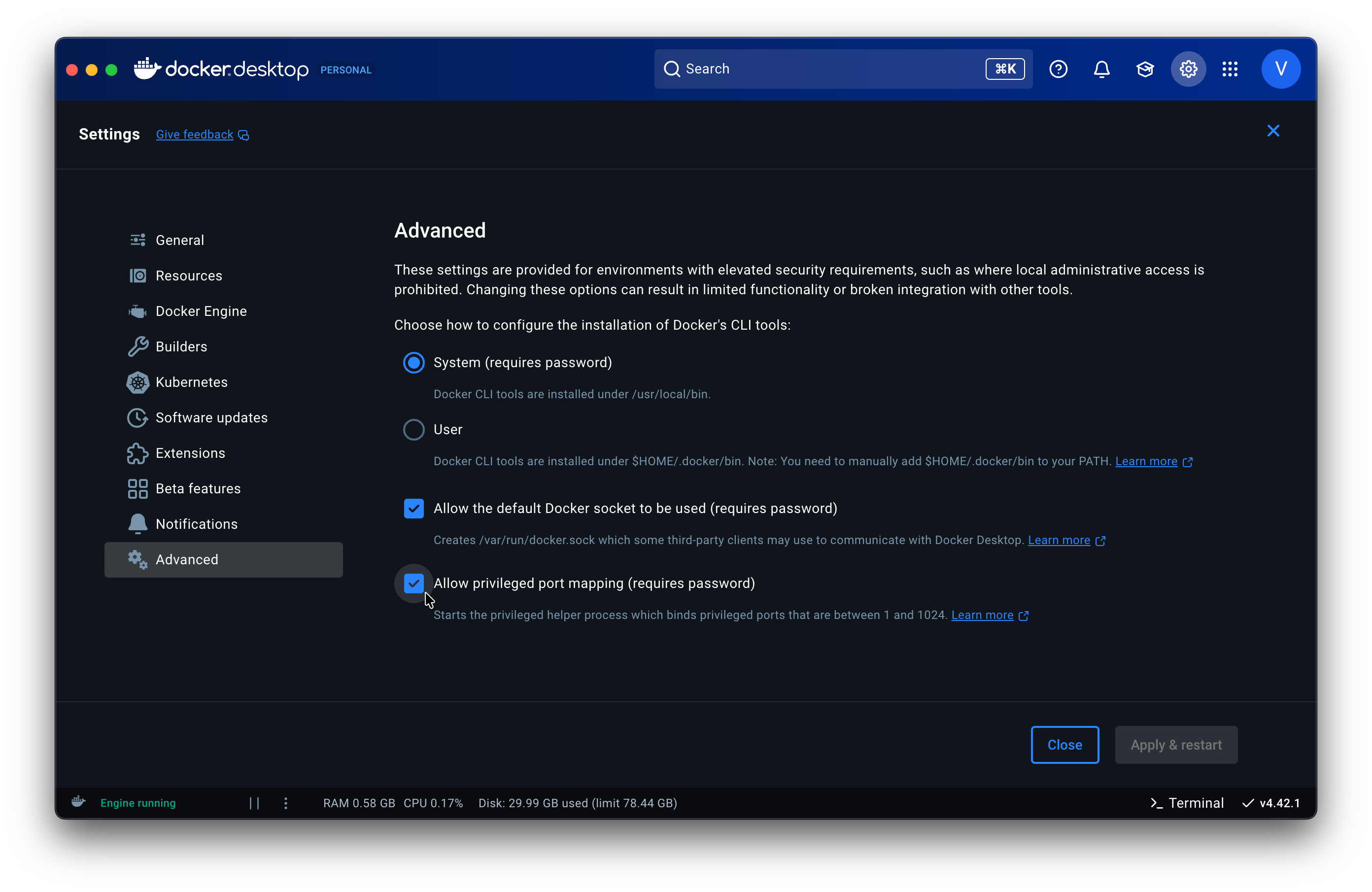Required advanced options