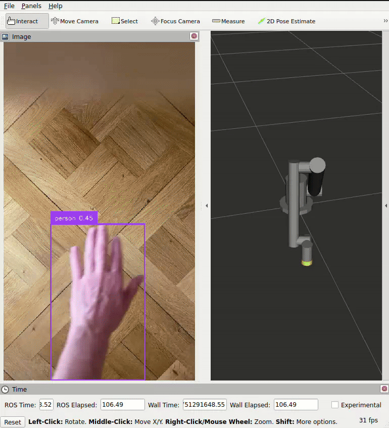 Moving the robot towards an object in RViz