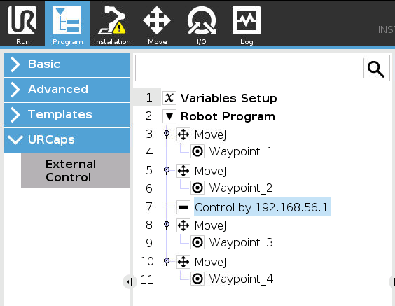 UR Program with external control URCap