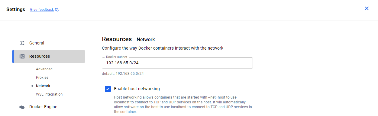 Enable host networking
